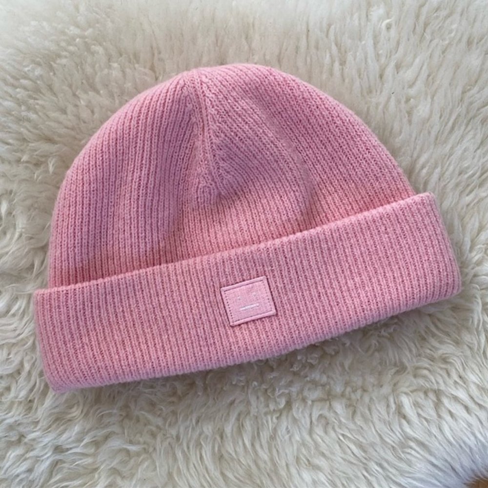 Acne Studios Exclusive Pink Wool Patch Beanie
